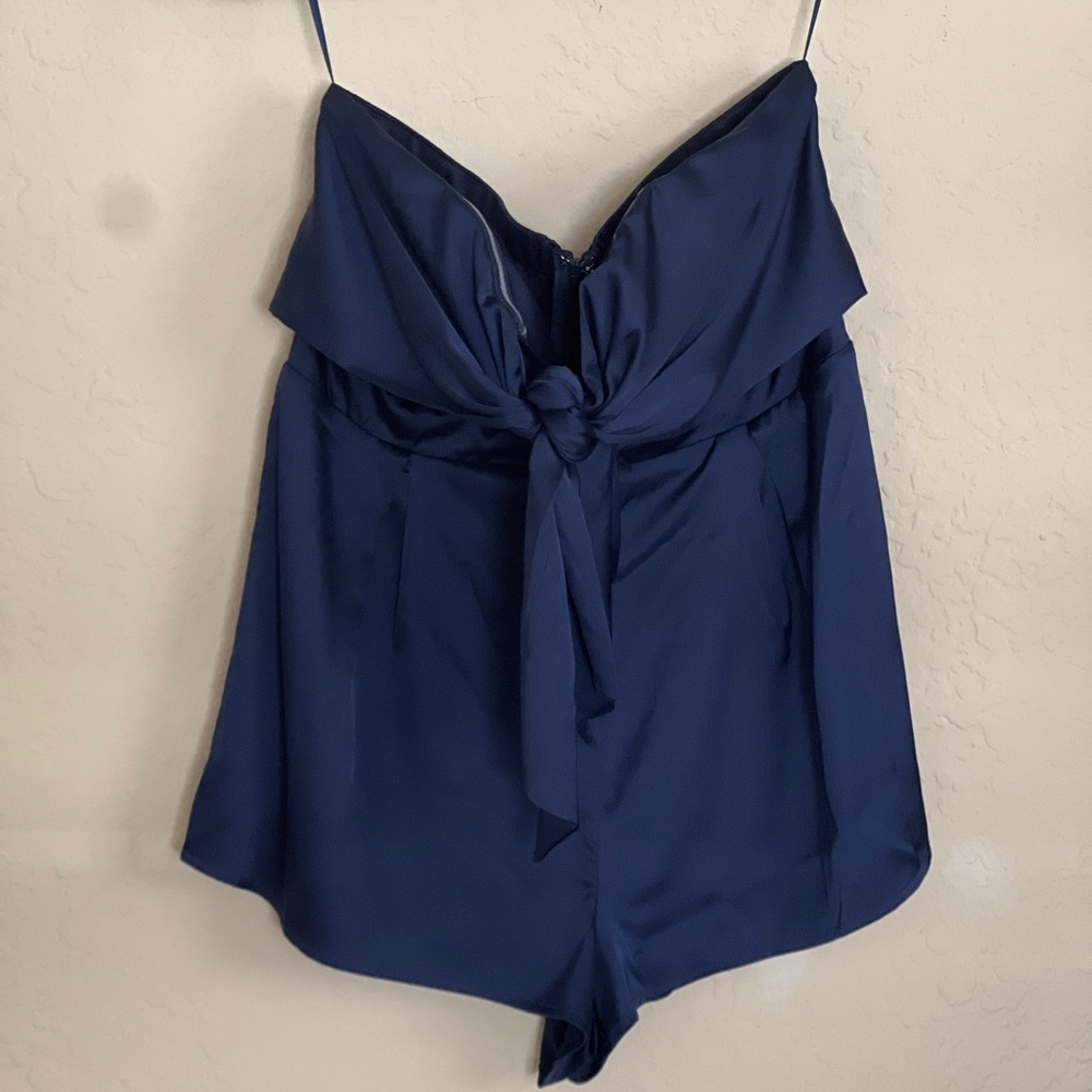 Navy Blue Silky strapless romper